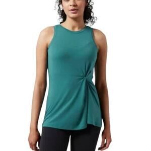 Athleta Radiant Tank Women's XS Teal Twist Front Athletic Athleisure Active Wear